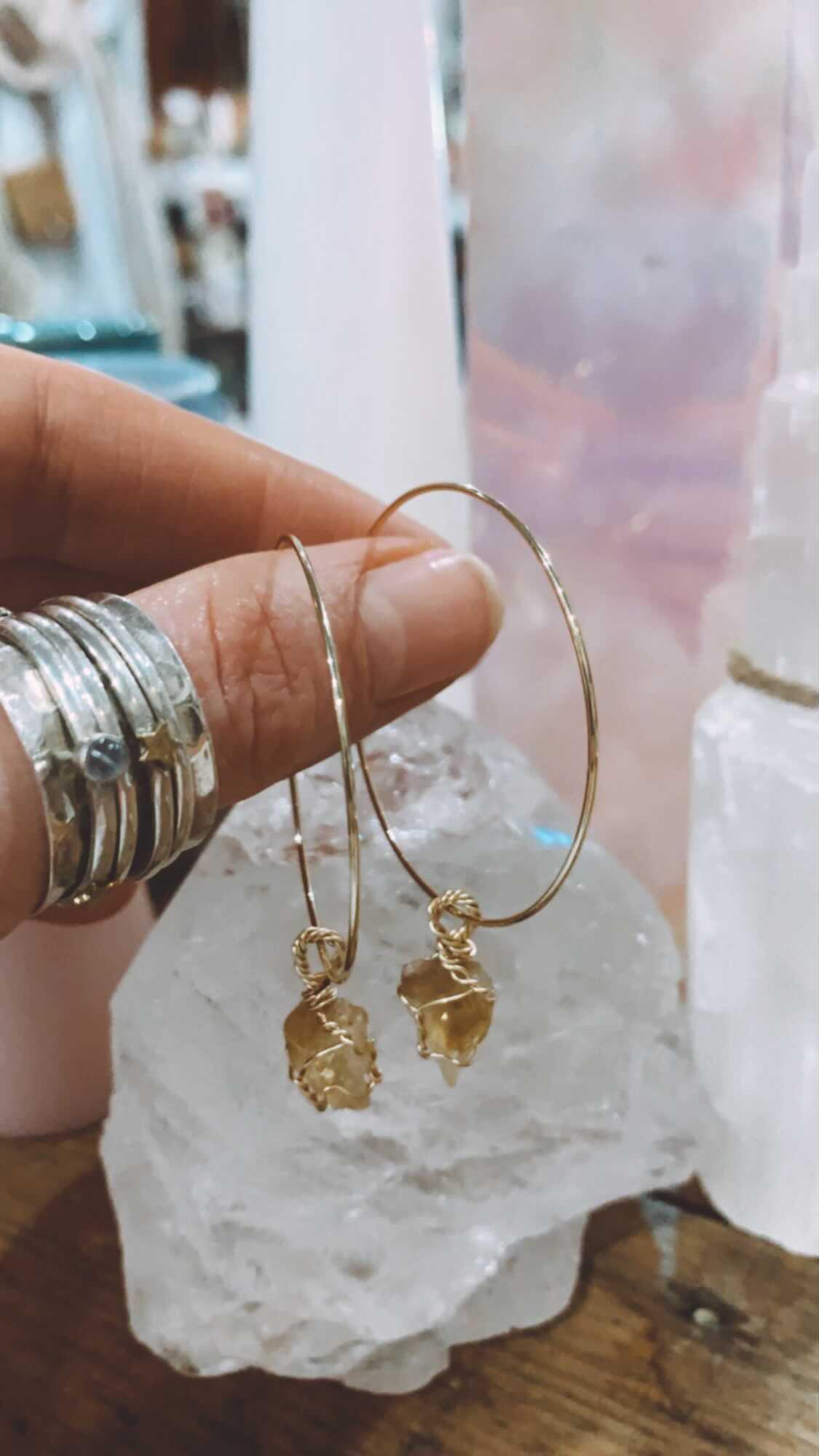 CITRINE HOOP EARRINGS 14k gold