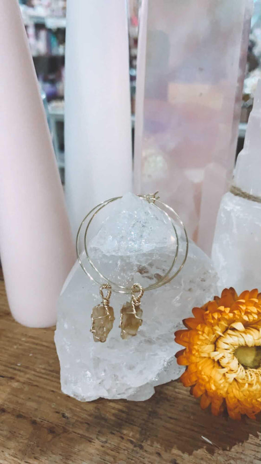 CITRINE HOOP EARRINGS 14k gold
