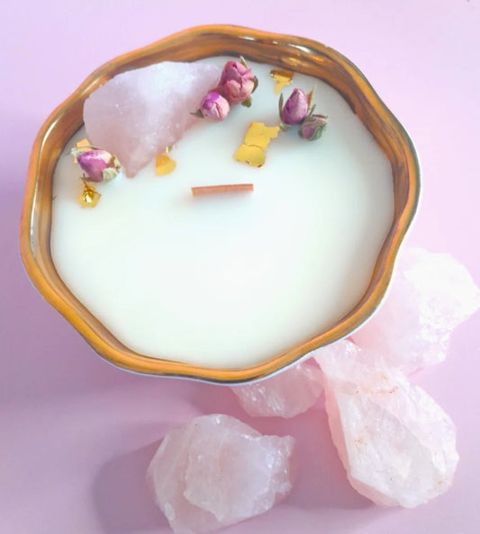 Crystal candle ROSE QUARTS