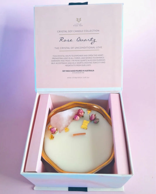 Crystal candle ROSE QUARTS