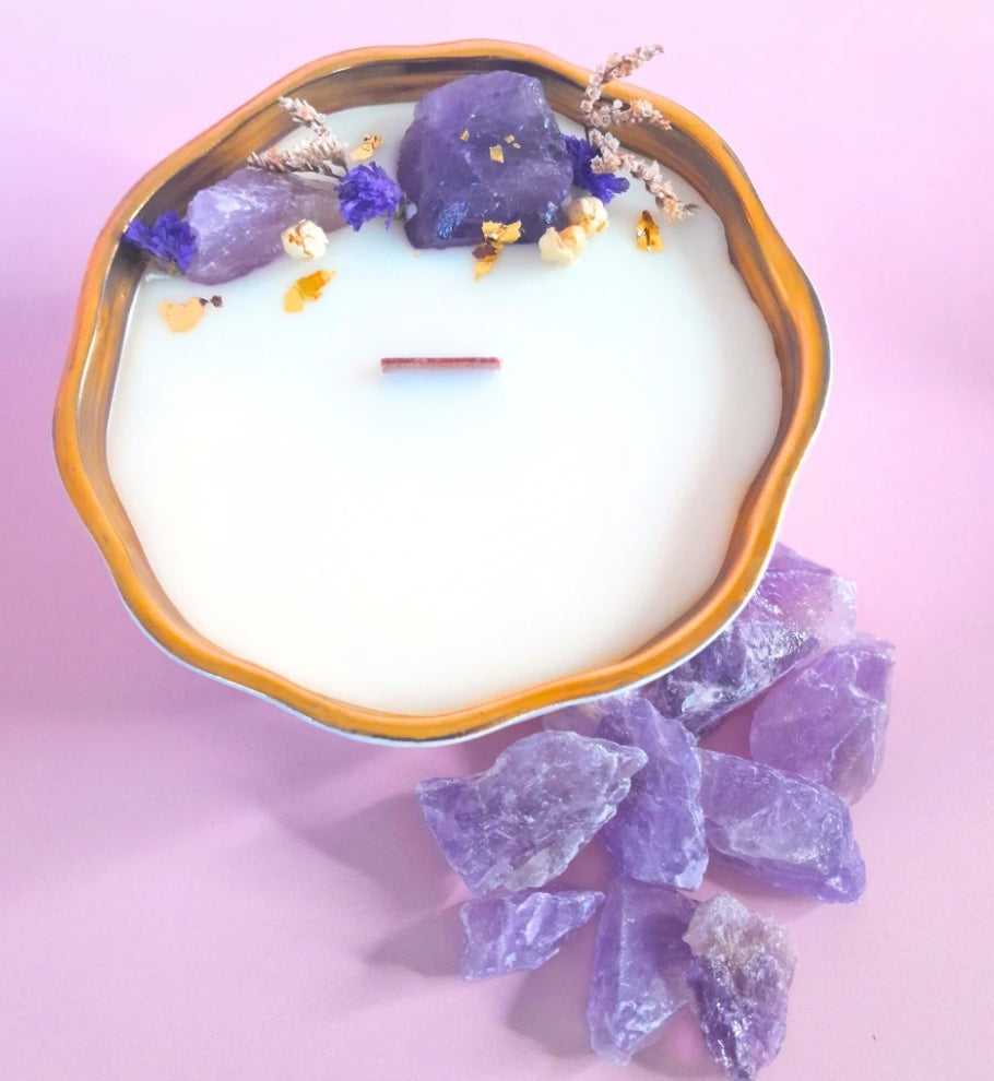 Crystal candle AMETHYST