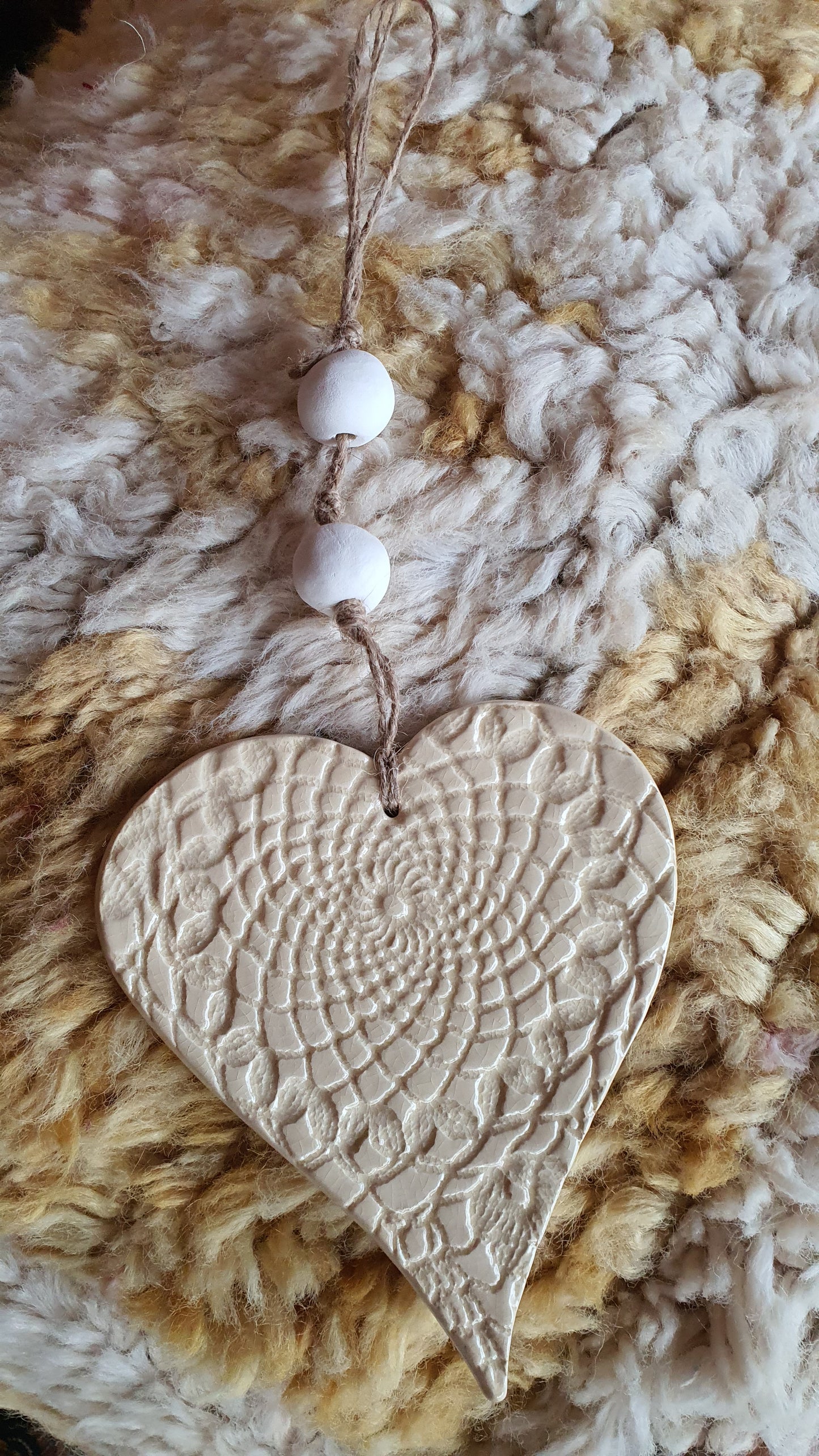 Natural ceramic heart wall hanging