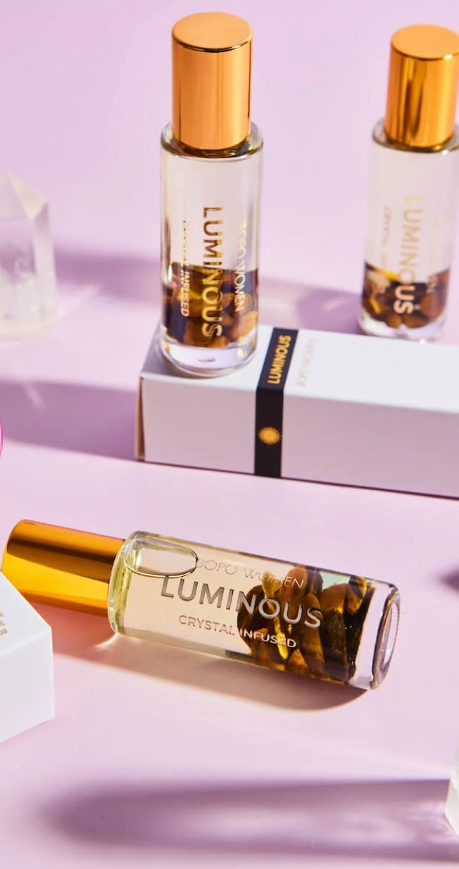 Luminous crystal infused roller perfume