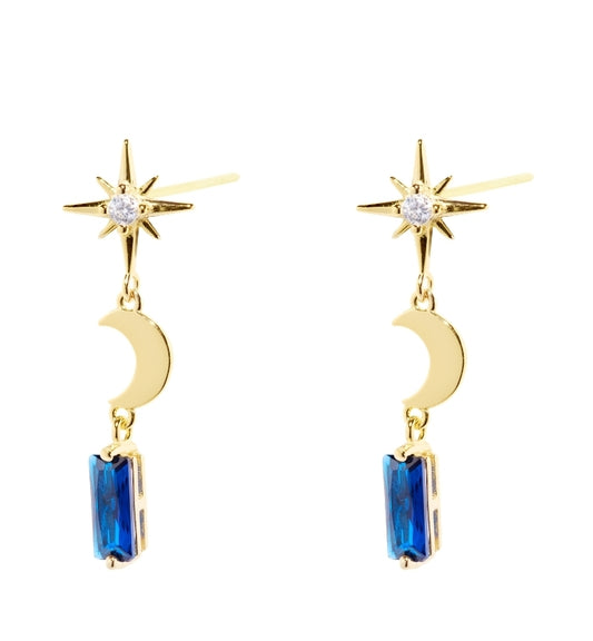 Starry night moon earrings