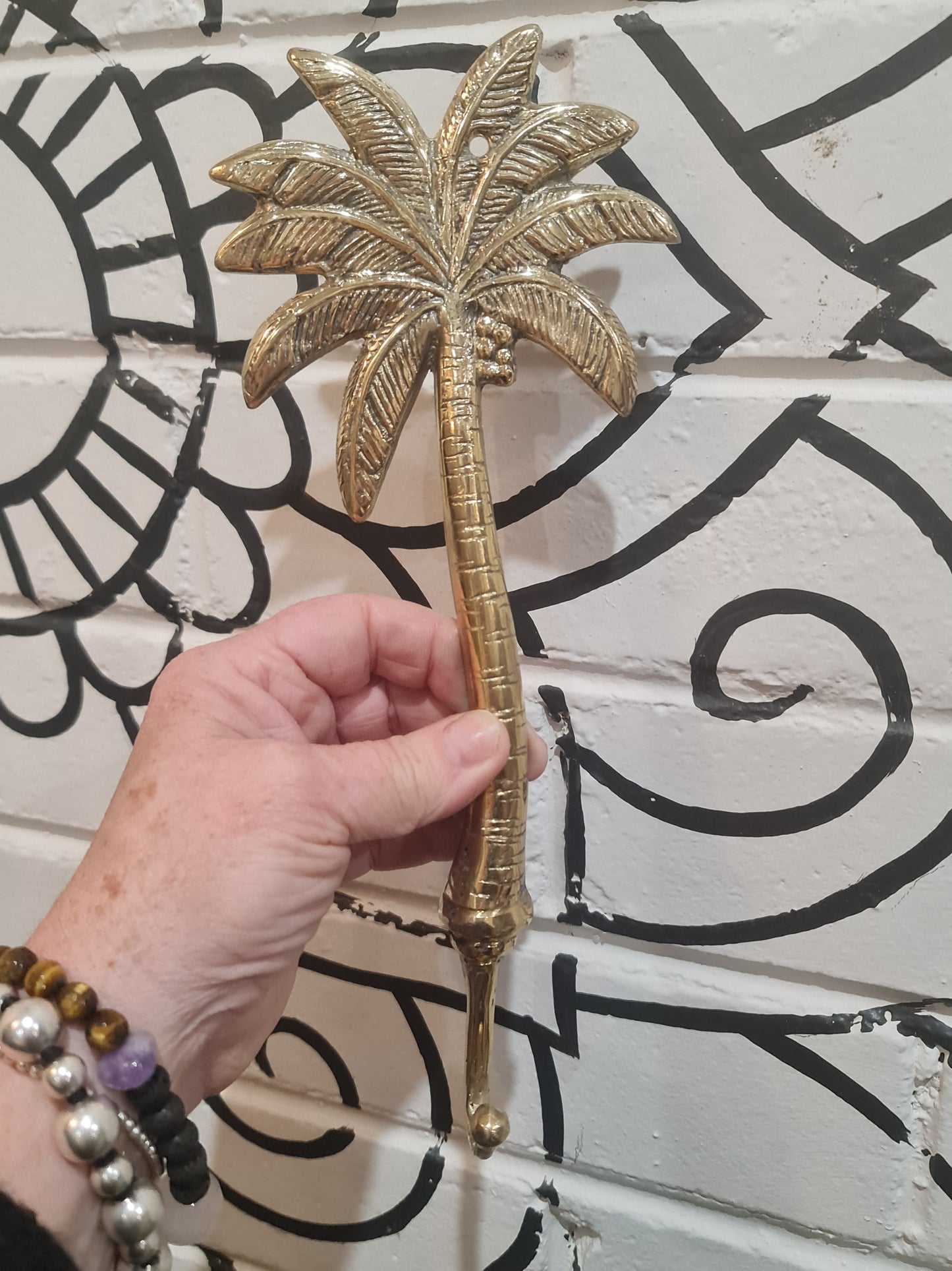 Palm tree brass wall hook